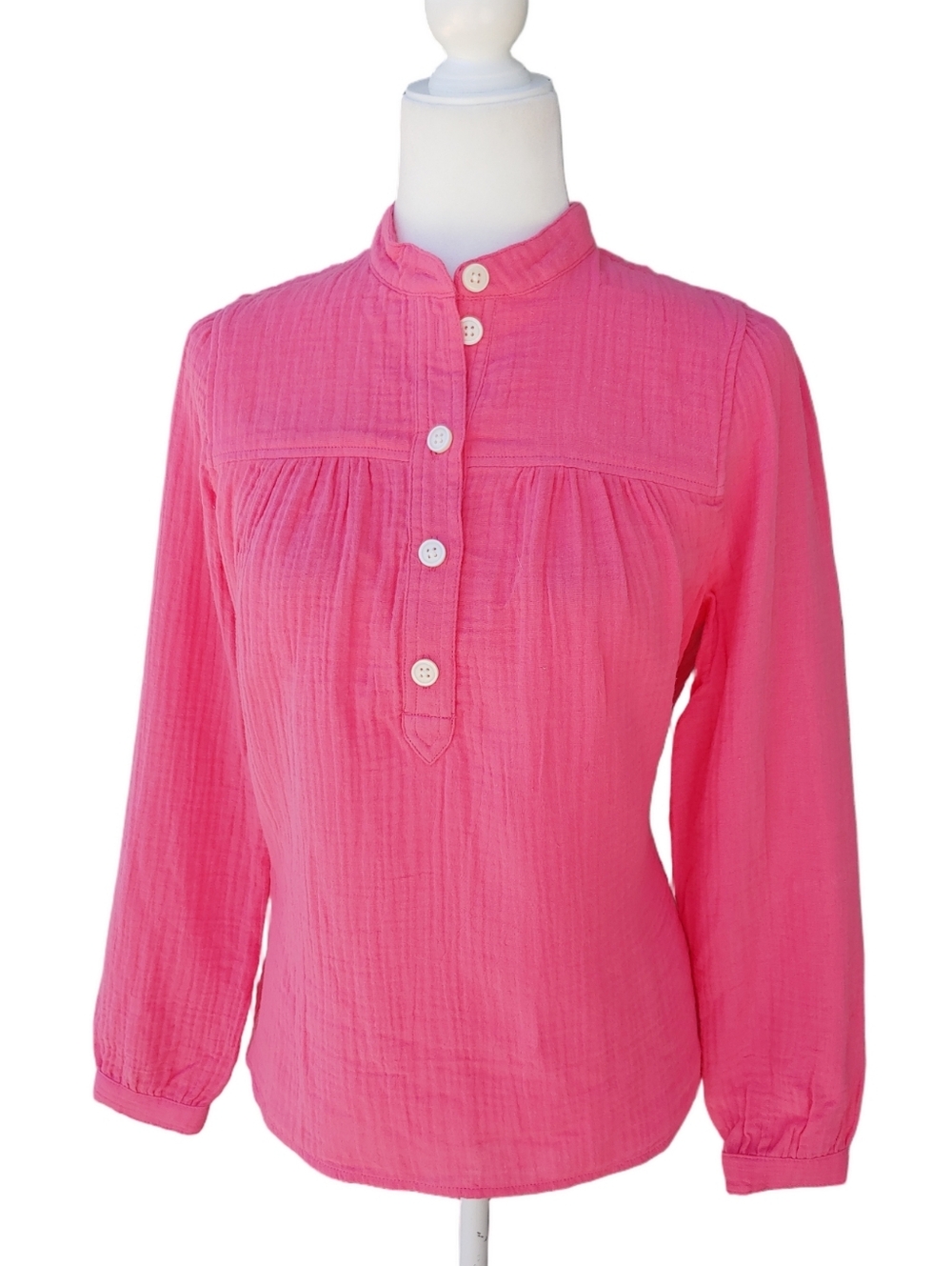 J. Crew Fresco Fuchsia Pink Button-Front Cotton Gauze Top Women's XS NWT